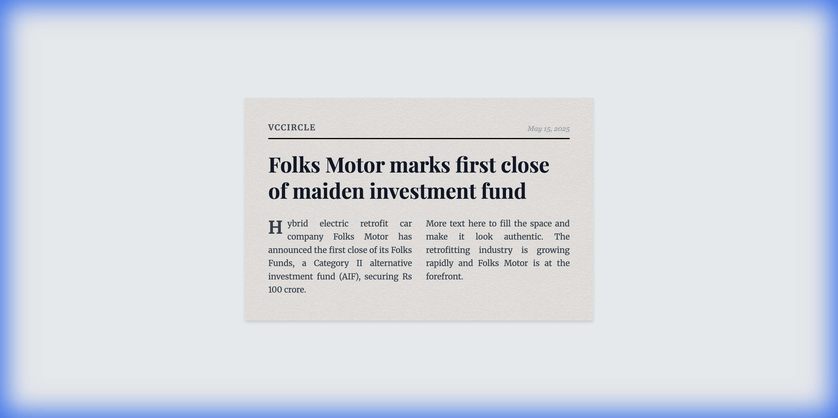 Folks Motor marks first close of maiden investment fund