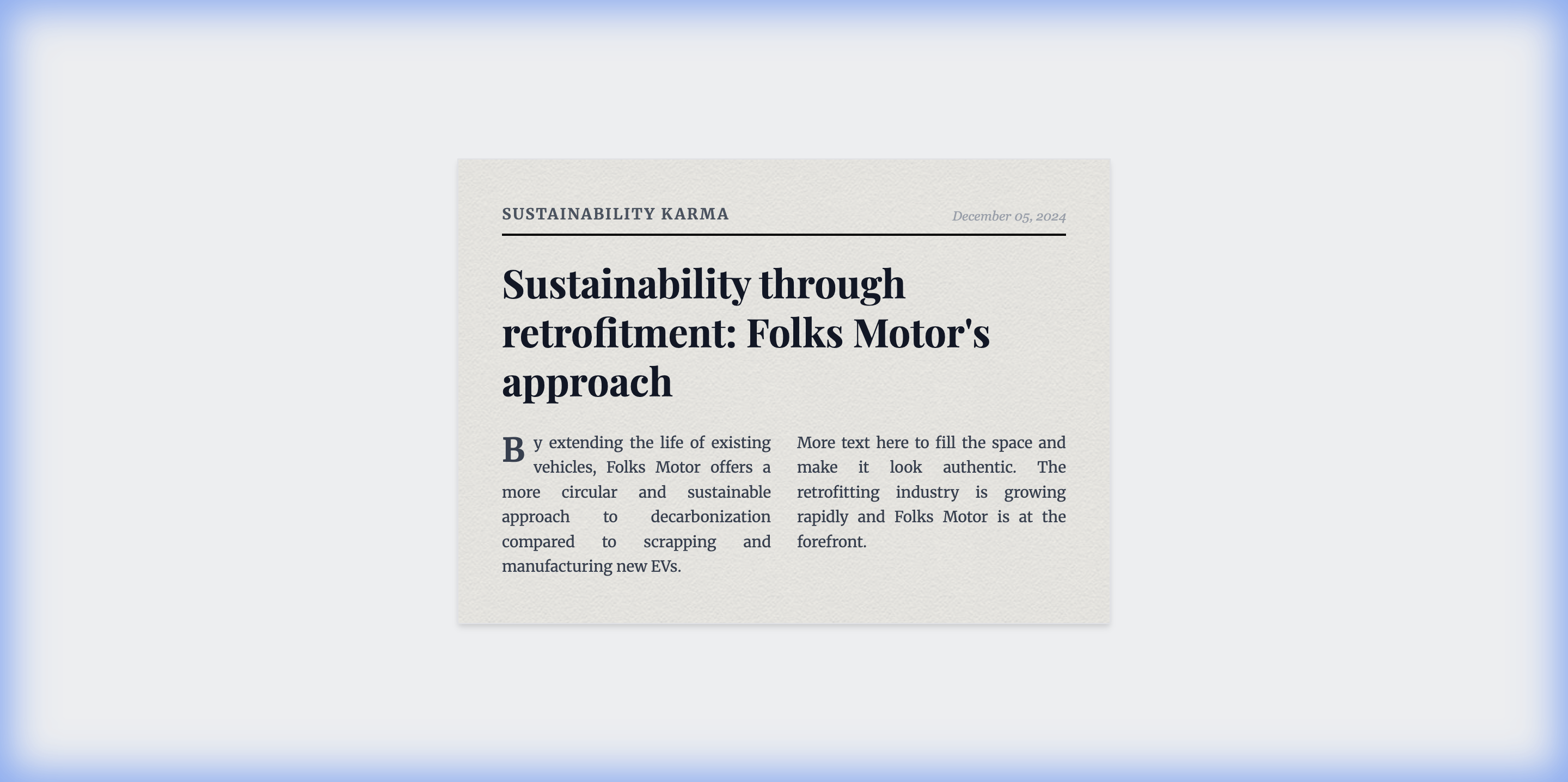 Sustainability through retrofitment: Folks Motor's approach