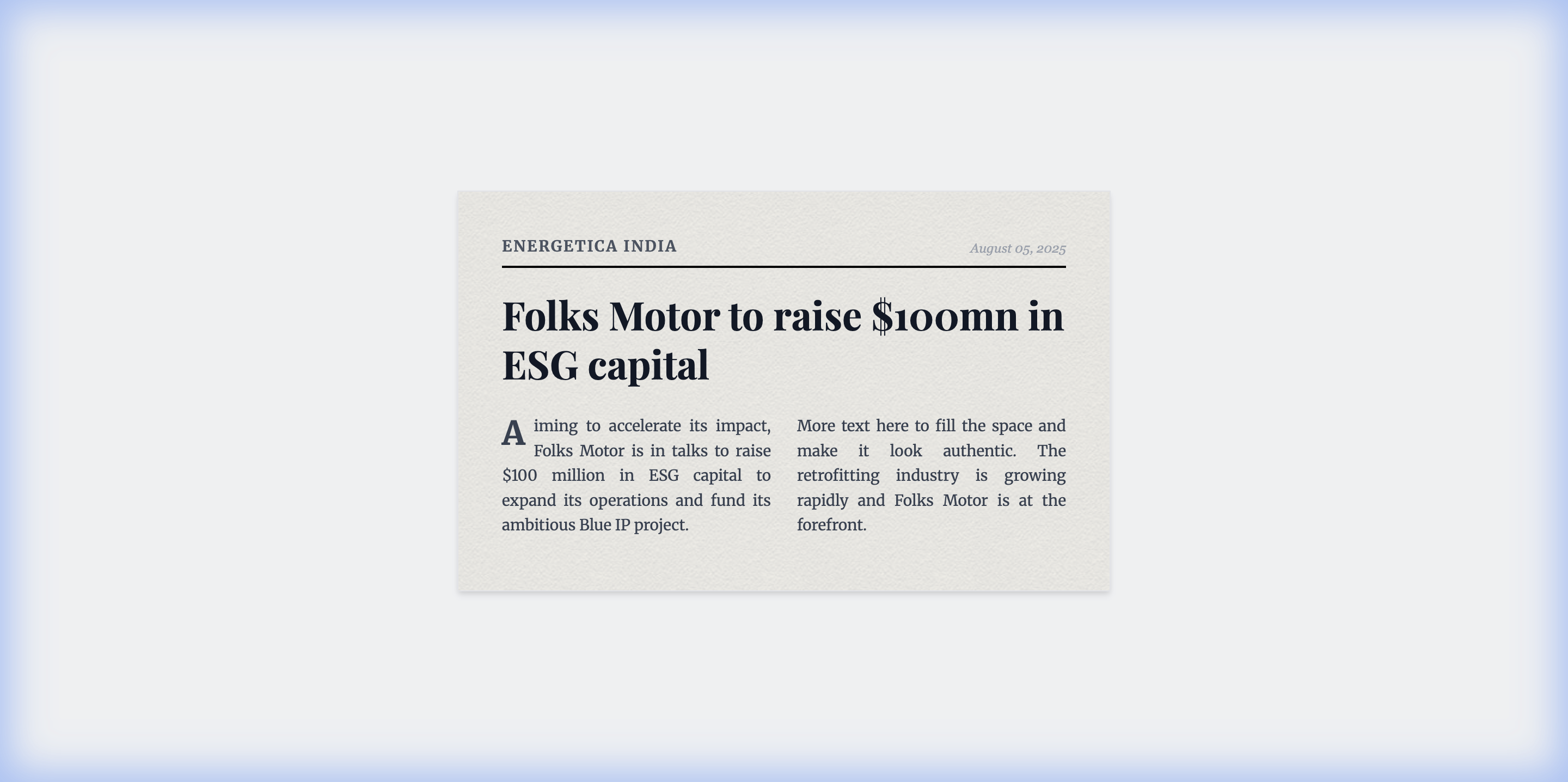 Folks Motor to raise $100mn in ESG capital