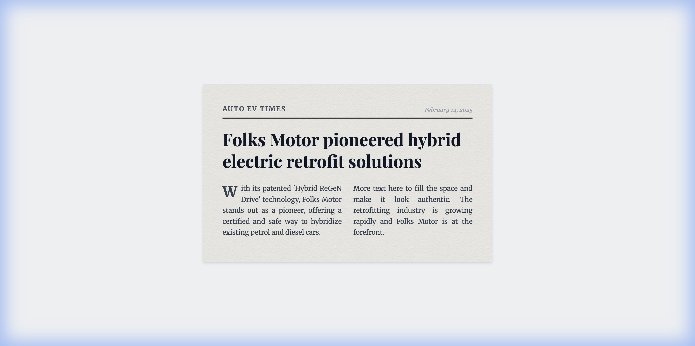 Folks Motor pioneered hybrid electric retrofit solutions