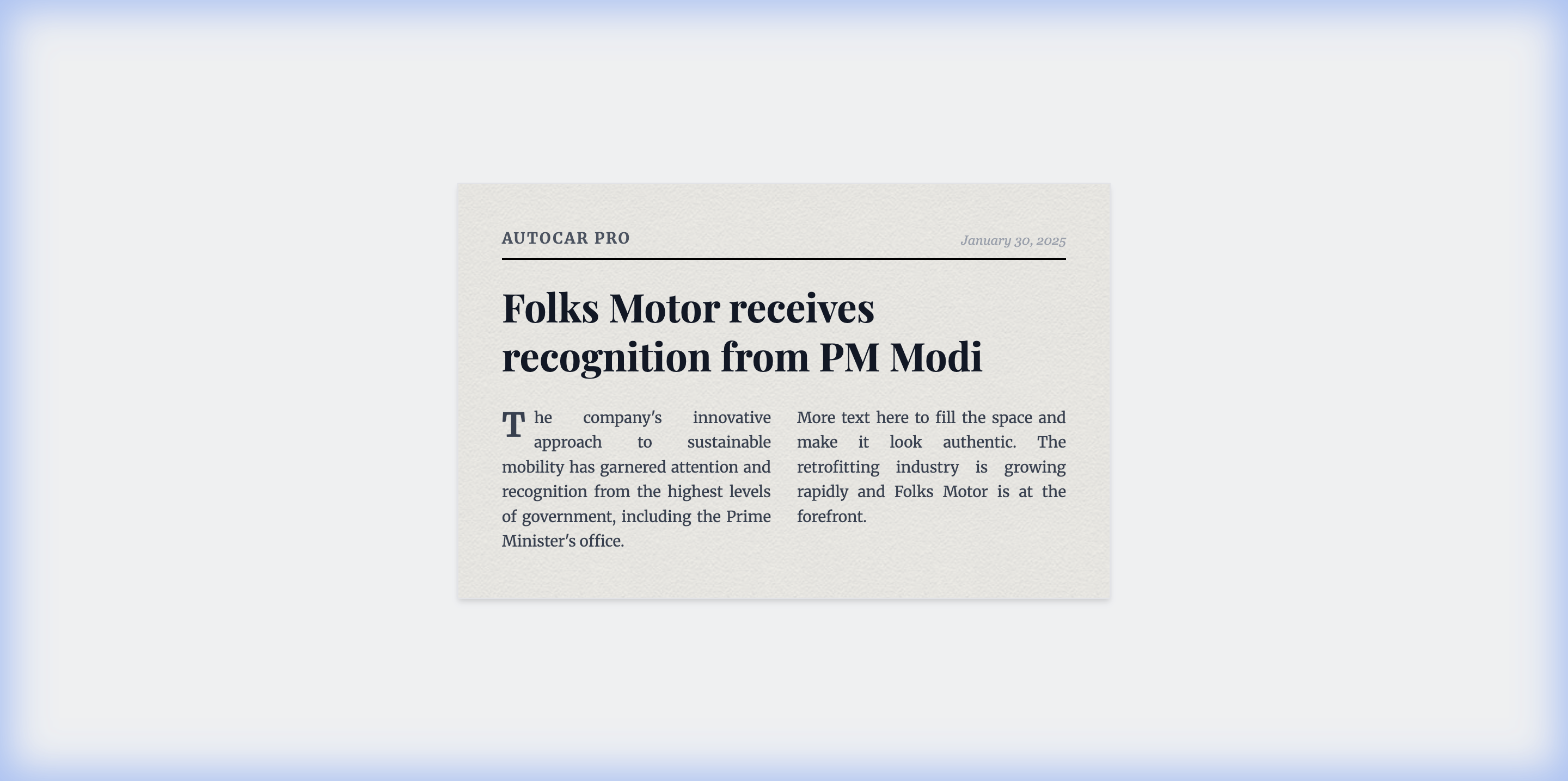 Folks Motor receives recognition from PM Modi